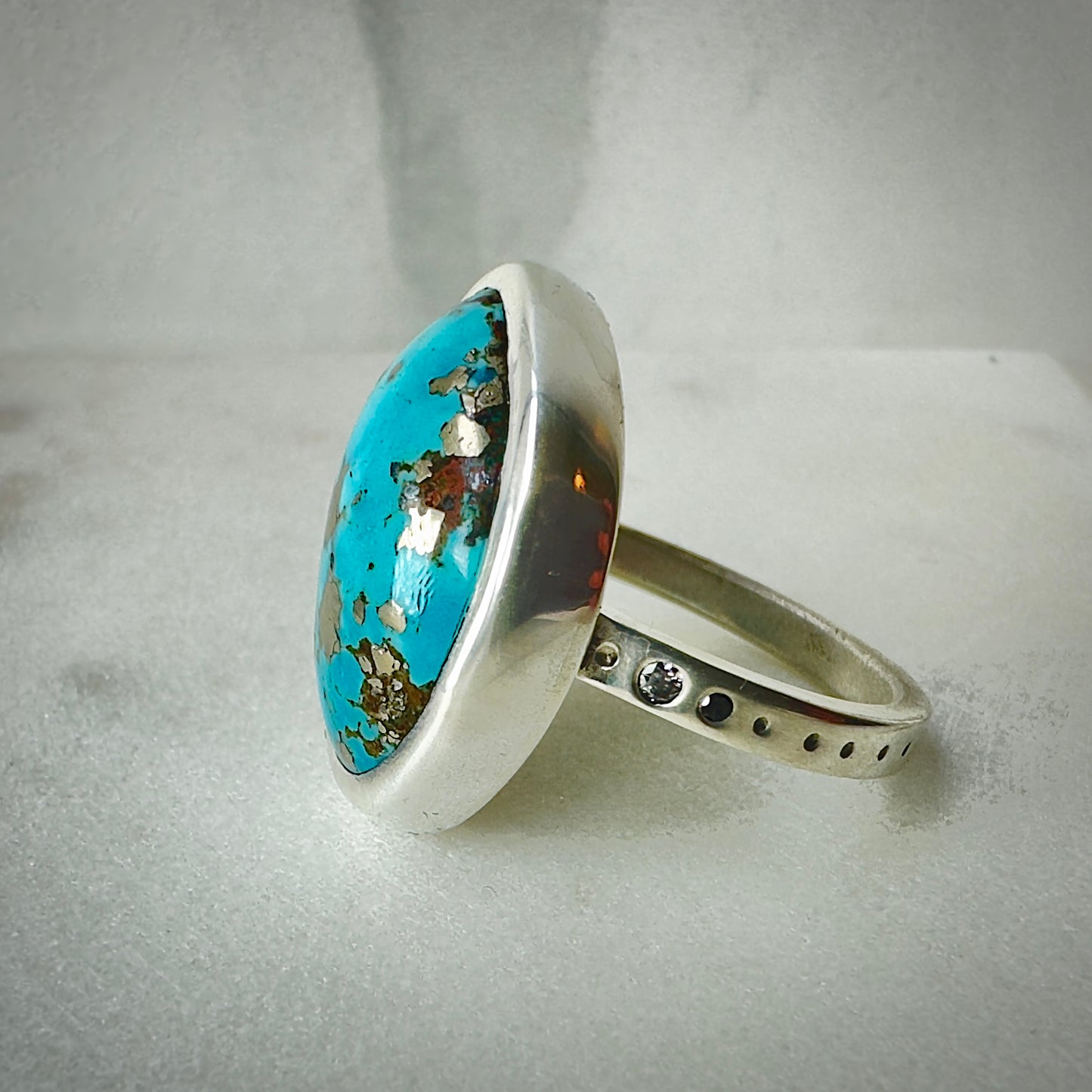 Morenci Turquoise and Diamond Ring