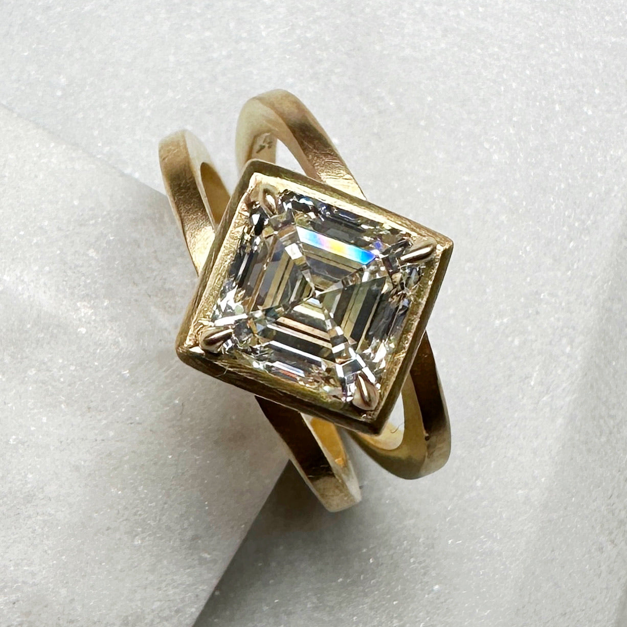 Asscher cut diamond, lab grown diamond, engagement ring, Denver, handmade, custom engagement ring