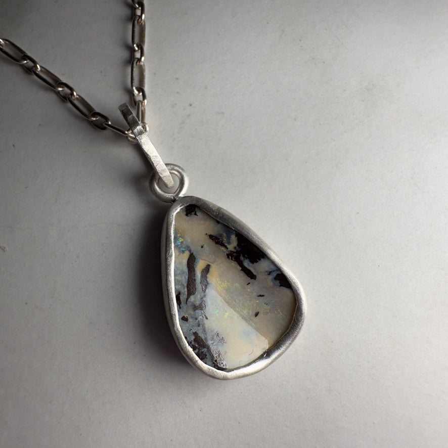 White Boulder Opal Pendant