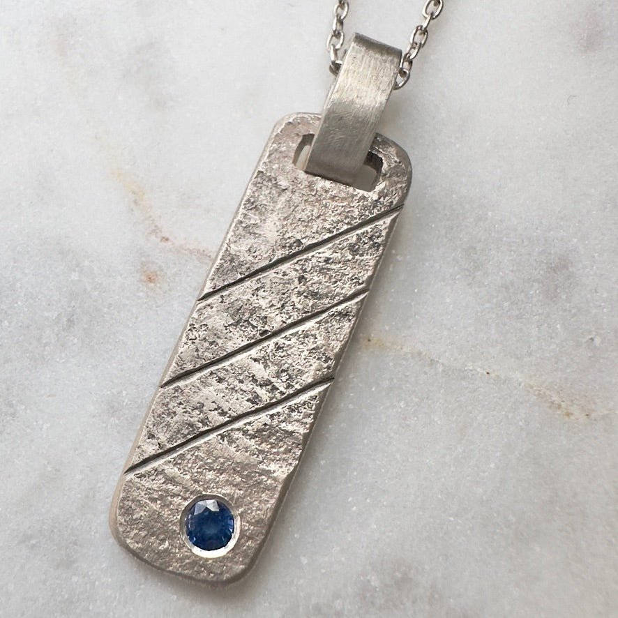 Lines Pendant with Blue Sapphire