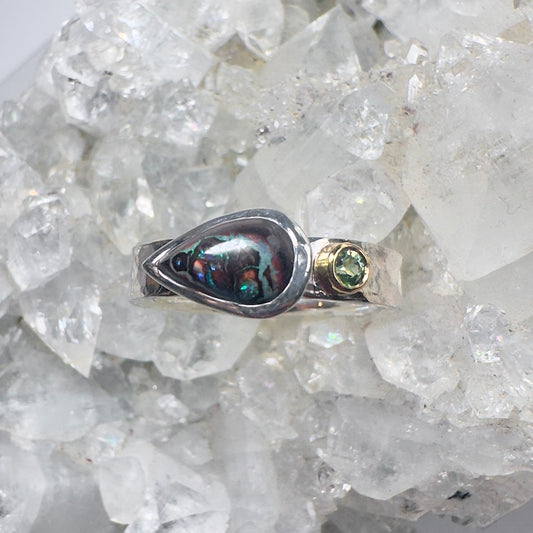 Boulder Opal & Green Sapphire Ring